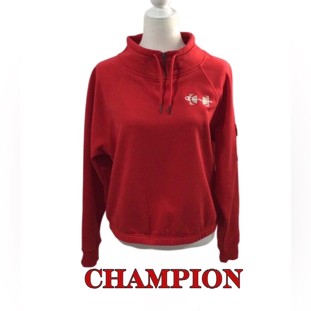 CHAMPION Athletic Wear Funnel Neck Red Sweatshirt, Size Large